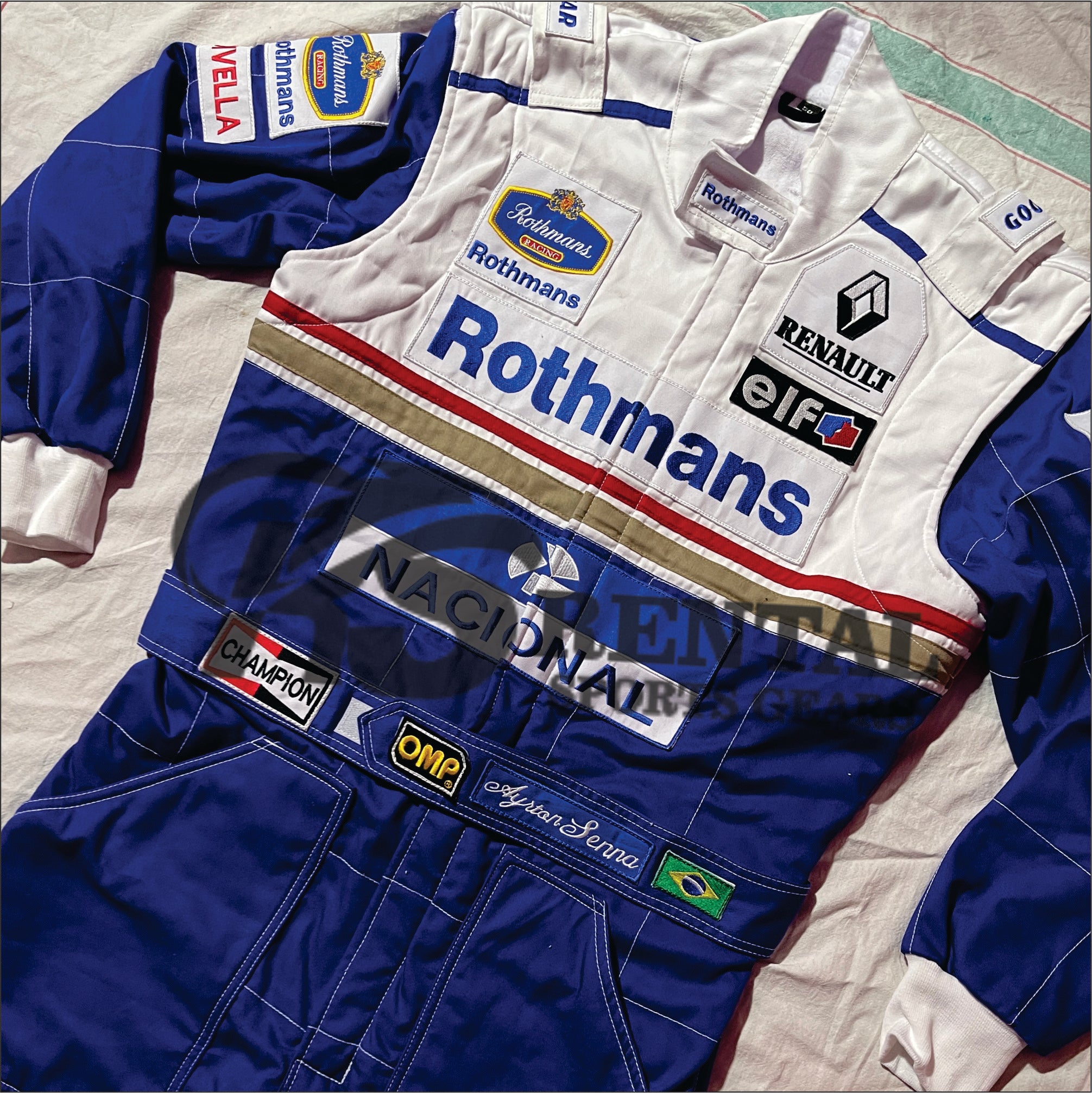 Ayrton Senna Rothmans 1984 Replica Embroidered patches Suit