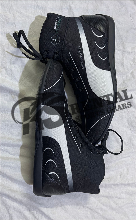 Mercedes AMG Petronas F1 Black Christmas Puma Speedcat Pro Driver Shoes
