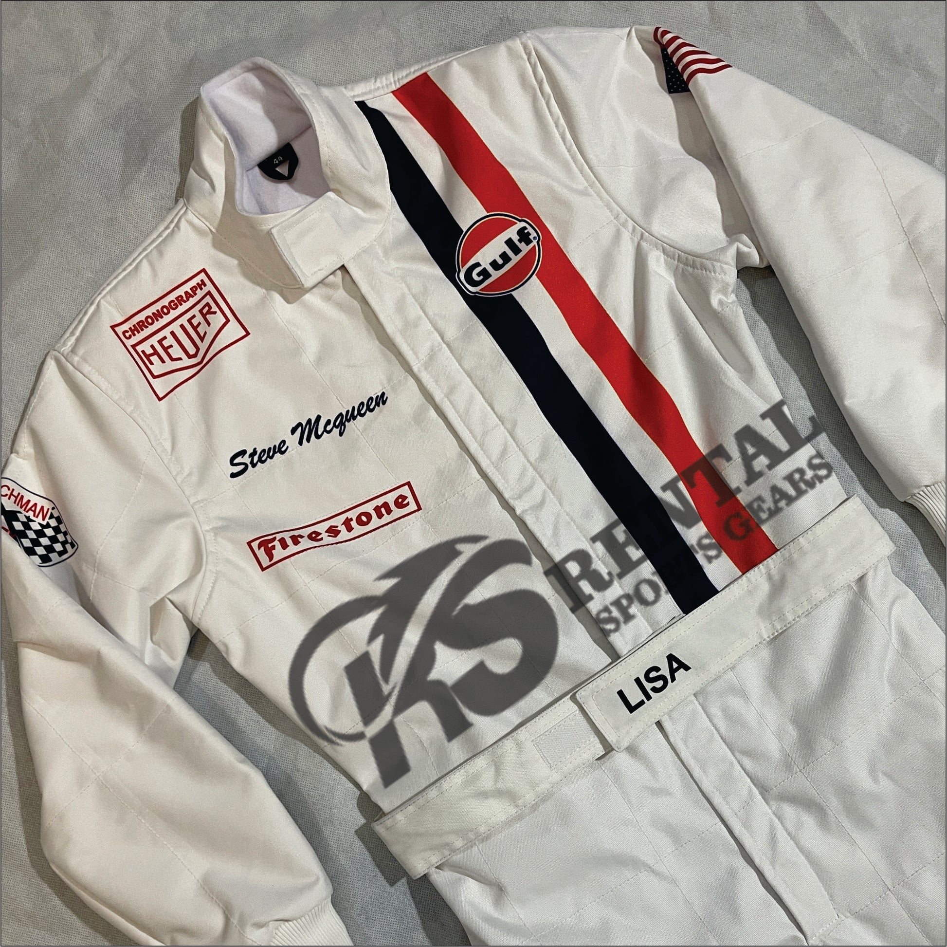 Steve McQueen Gulf 1971 Printed Go kart Racing suit