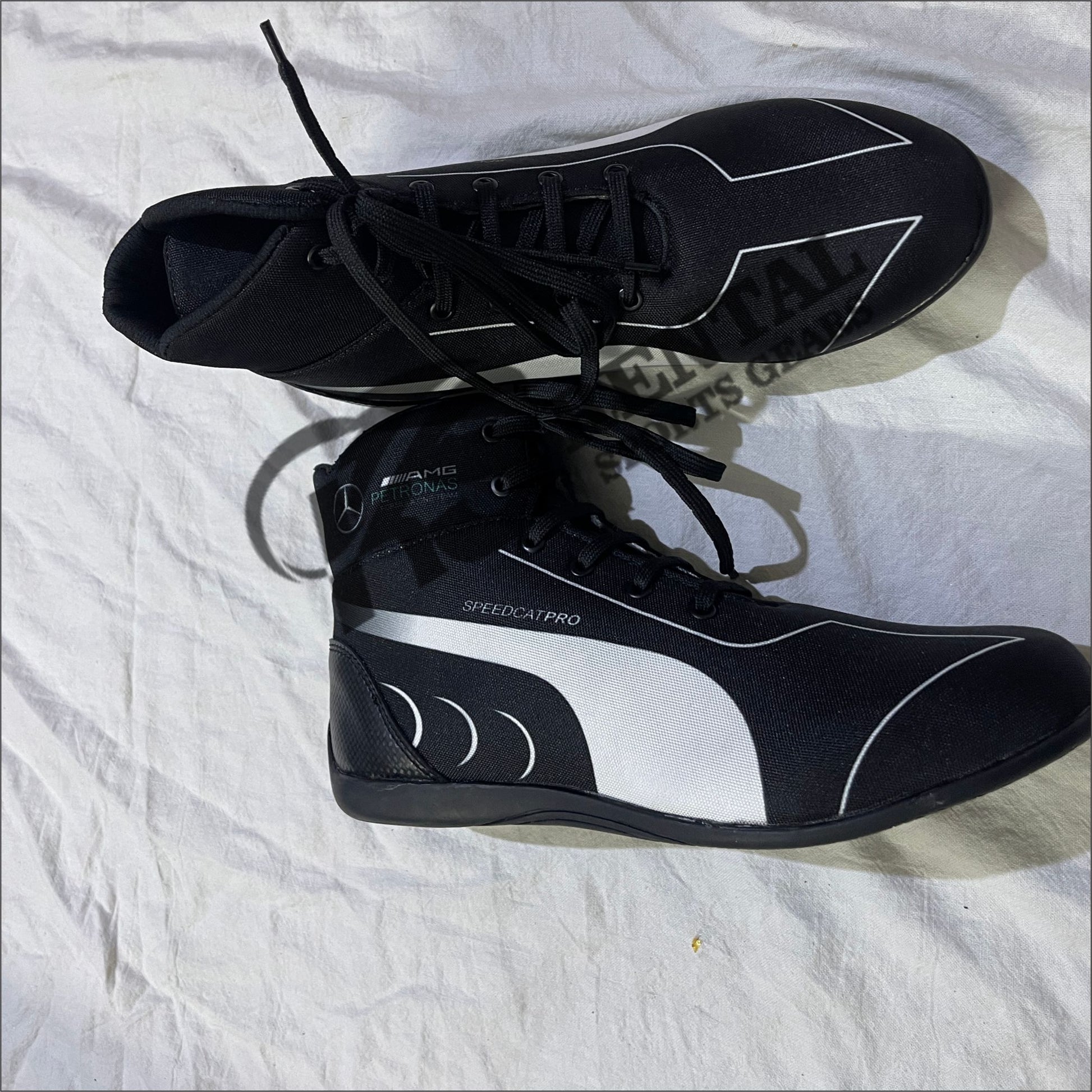 Mercedes AMG Petronas F1 Black Christmas Puma Speedcat Pro Driver Shoes